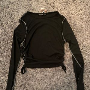 Black Boohoo crop top